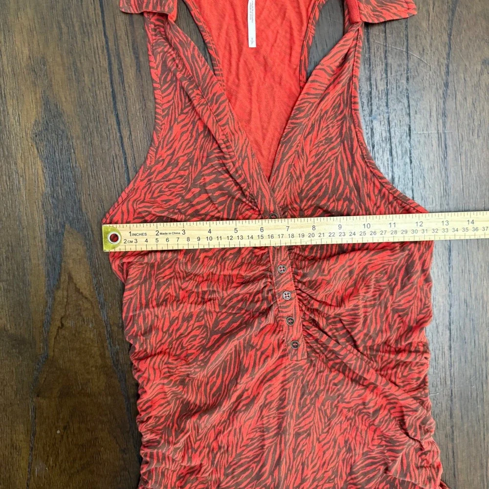 Free People Red Zebra Print Ruched Halter Top Sleeveless Racerback Small